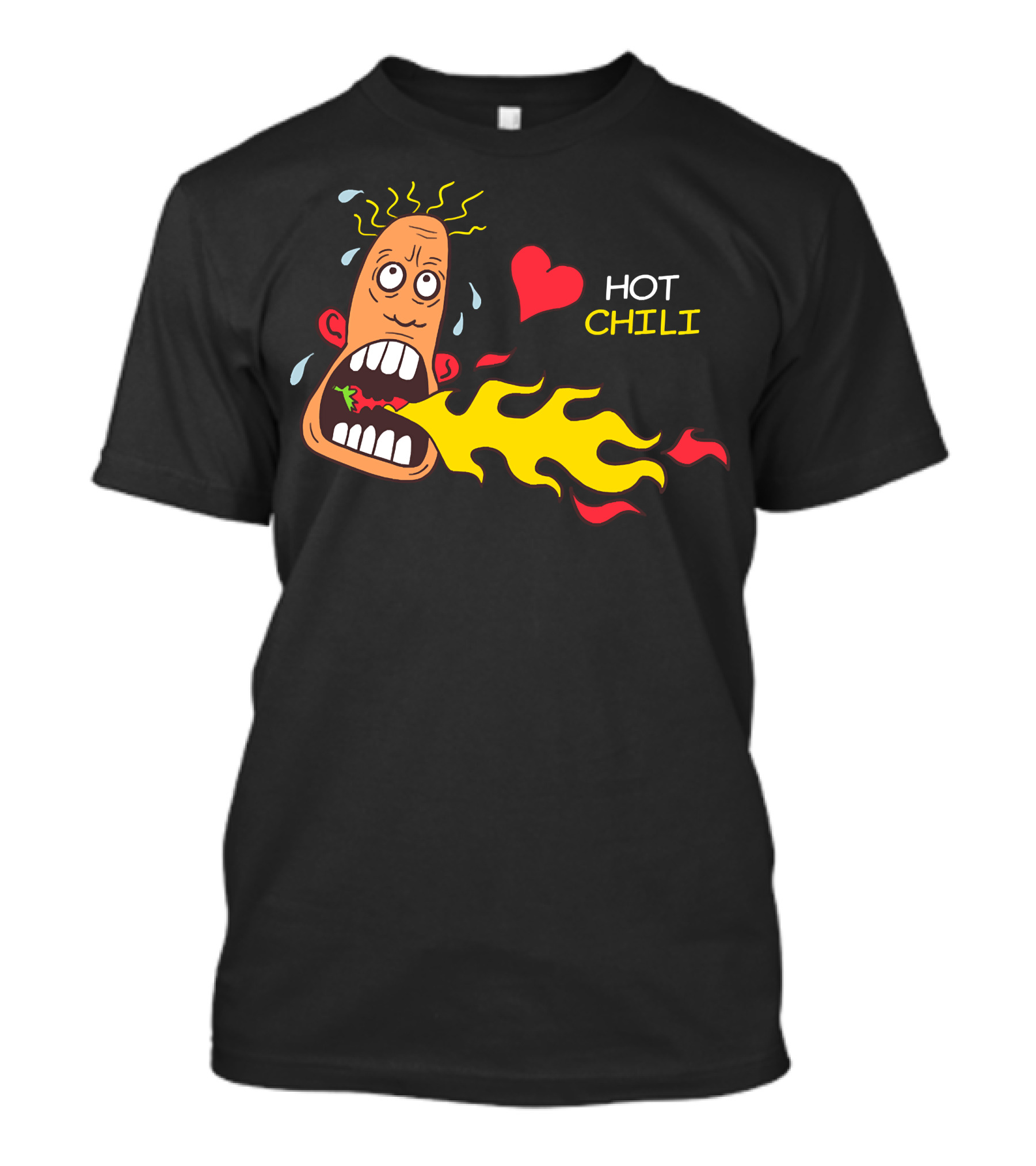 I Love Hot Chili Fire Breathing Cartoon T-Shirt