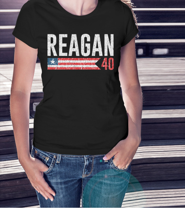 Reagan 40 American Flag Star Stripes T-Shirt