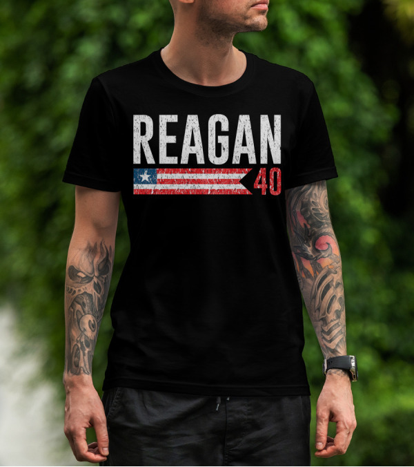 Reagan 40 American Flag Star Stripes T-Shirt