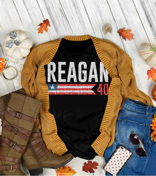 Reagan 40 American Flag Star Stripes T-Shirt