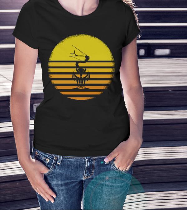 Vintage Heron Sunset Stripes T-Shirt