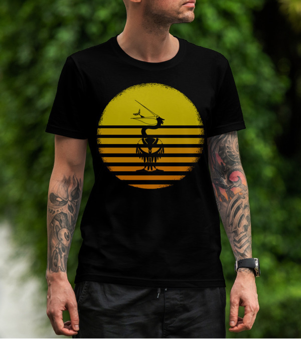 Vintage Heron Sunset Stripes T-Shirt