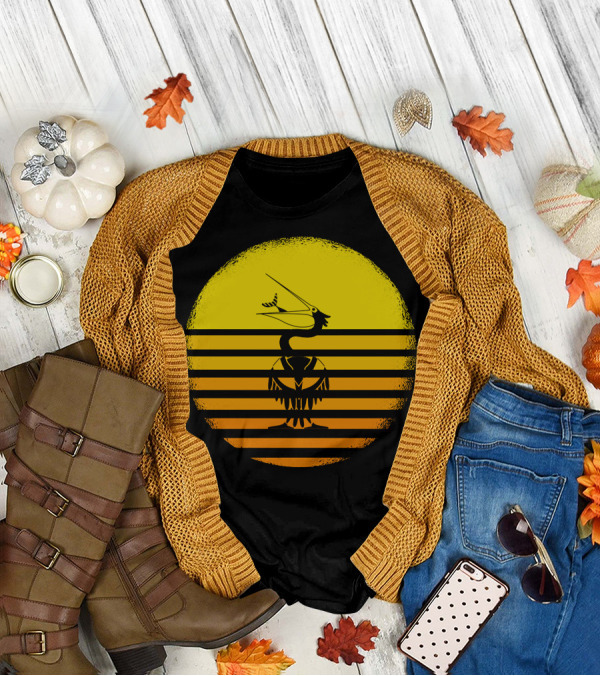 Vintage Heron Sunset Stripes T-Shirt