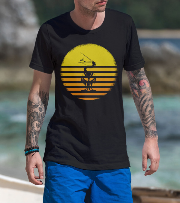 Vintage Heron Sunset Stripes T-Shirt