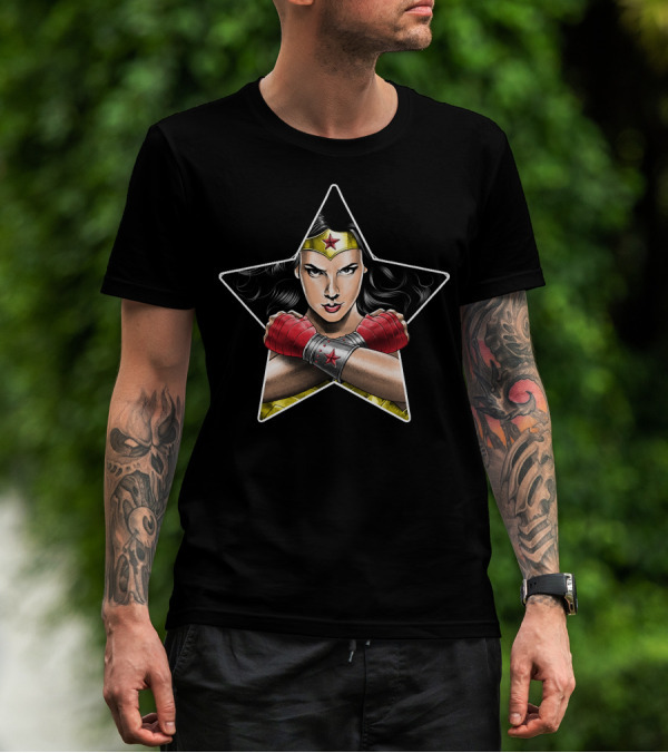 Wonder Gal Star Icon With Red Gloves And Silver Bracelets T-Shirt