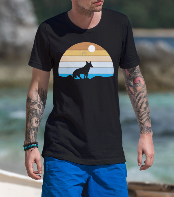 Coyote Brown Sunset Silhouette Desert Scene T-Shirt