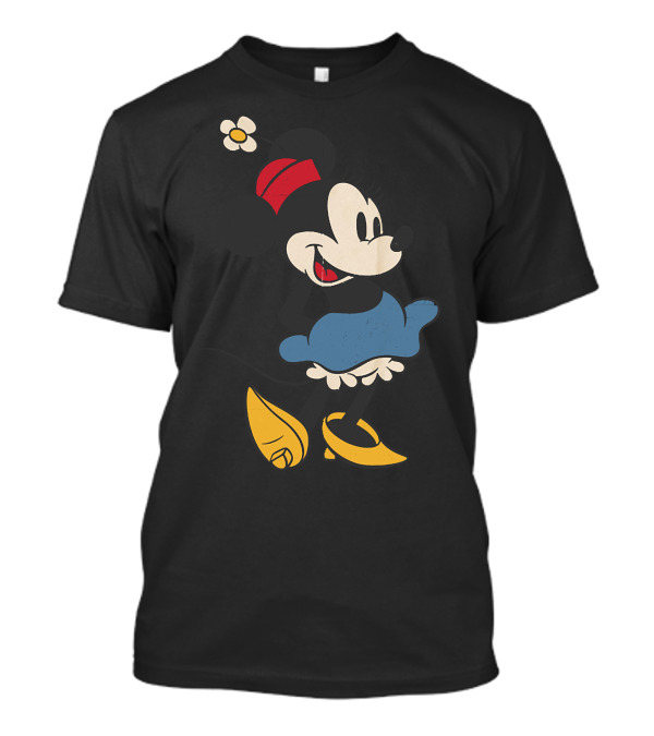 Minnie Mouse Vintage Classic Style With Red Hat And Blue Dress T-Shirt