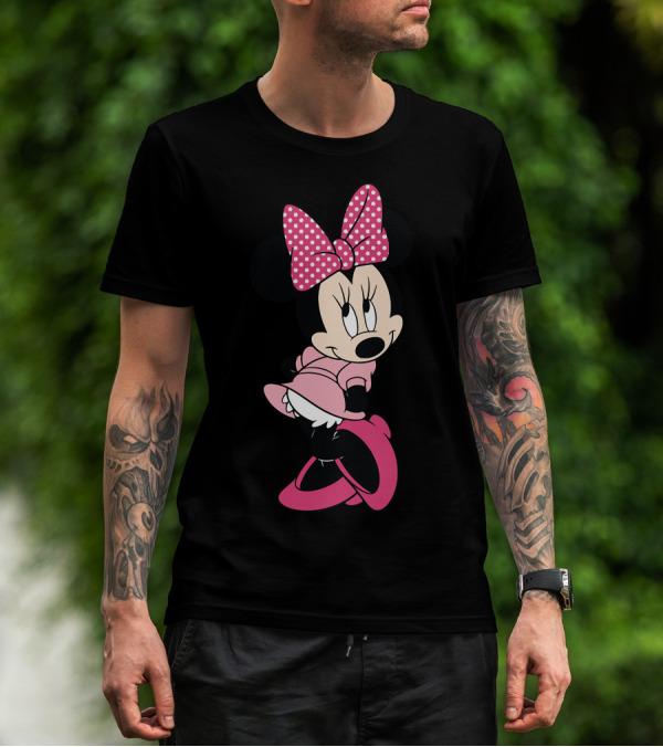 Minnie Mouse Pink Polka Dot Bow And Dress Iconic Pose T-Shirt