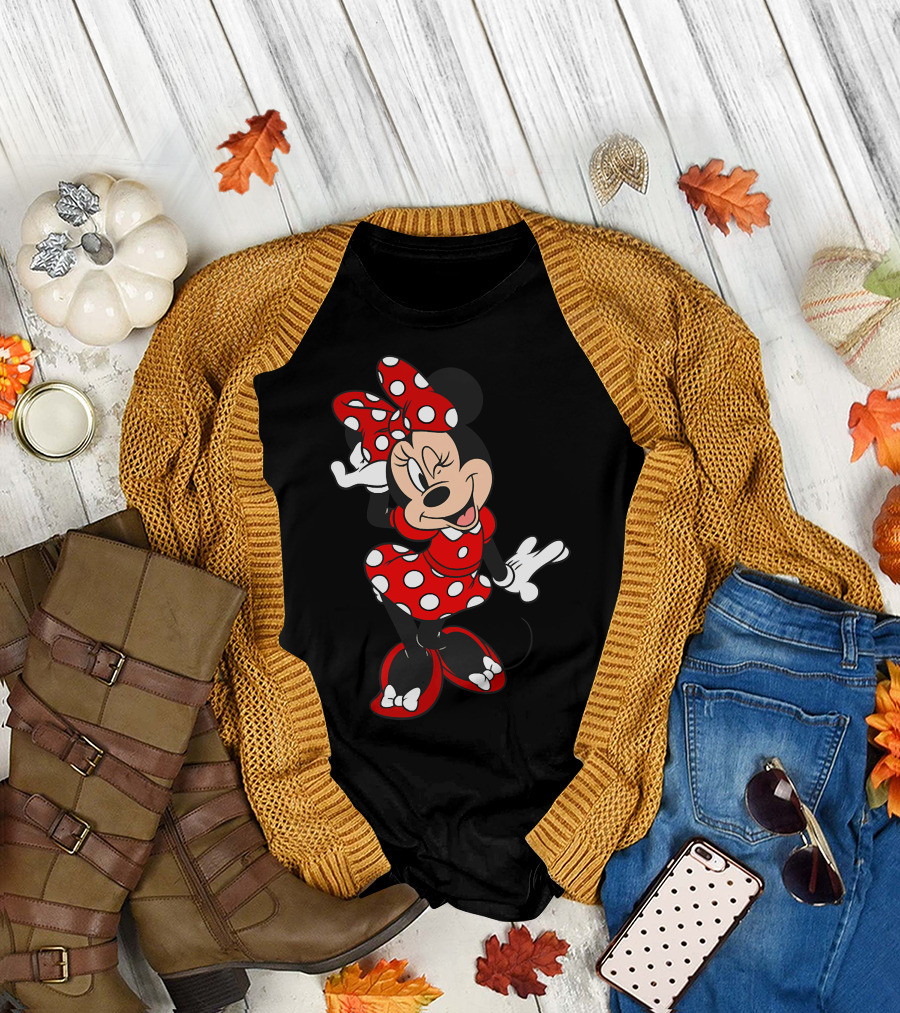 Minnie Mouse Red Polka Dot Dress Winking Pose T-Shirt