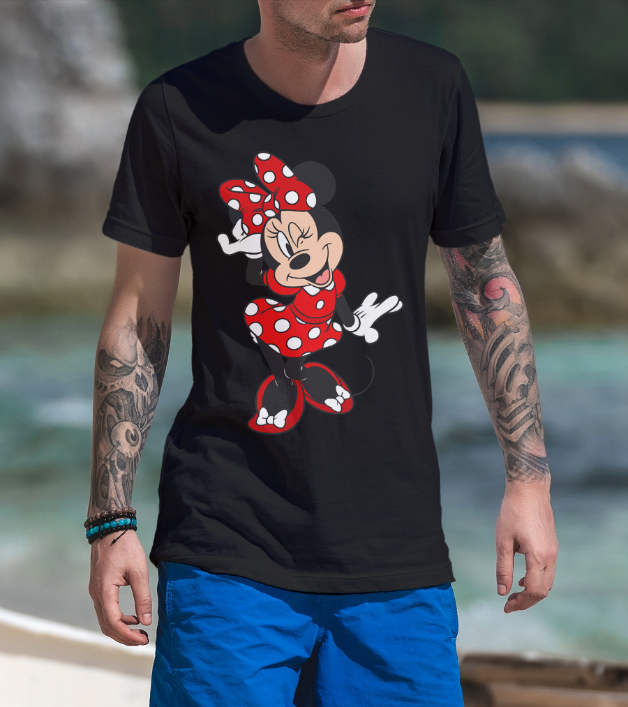 Minnie Mouse Red Polka Dot Dress Winking Pose T-Shirt
