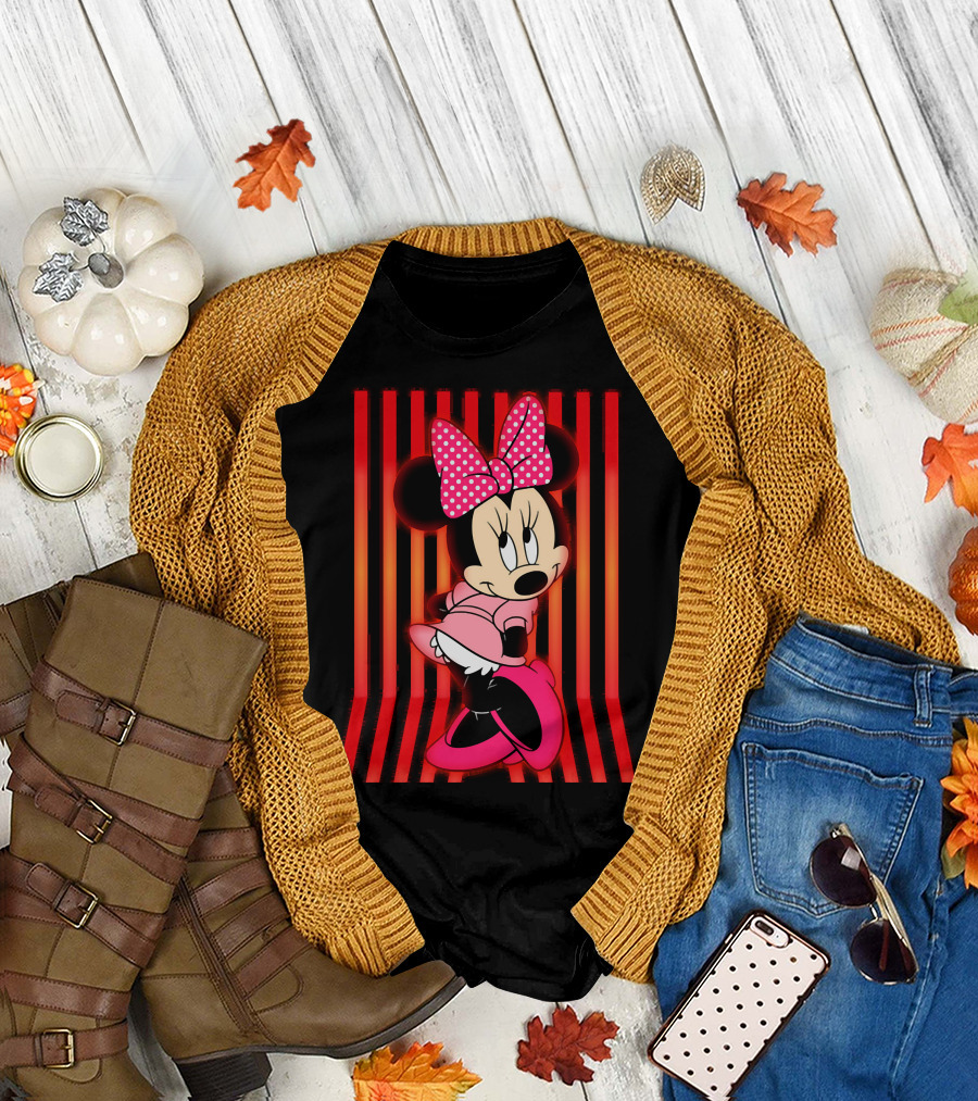 Minnie Mouse Bow Stripe Pose T-Shirt