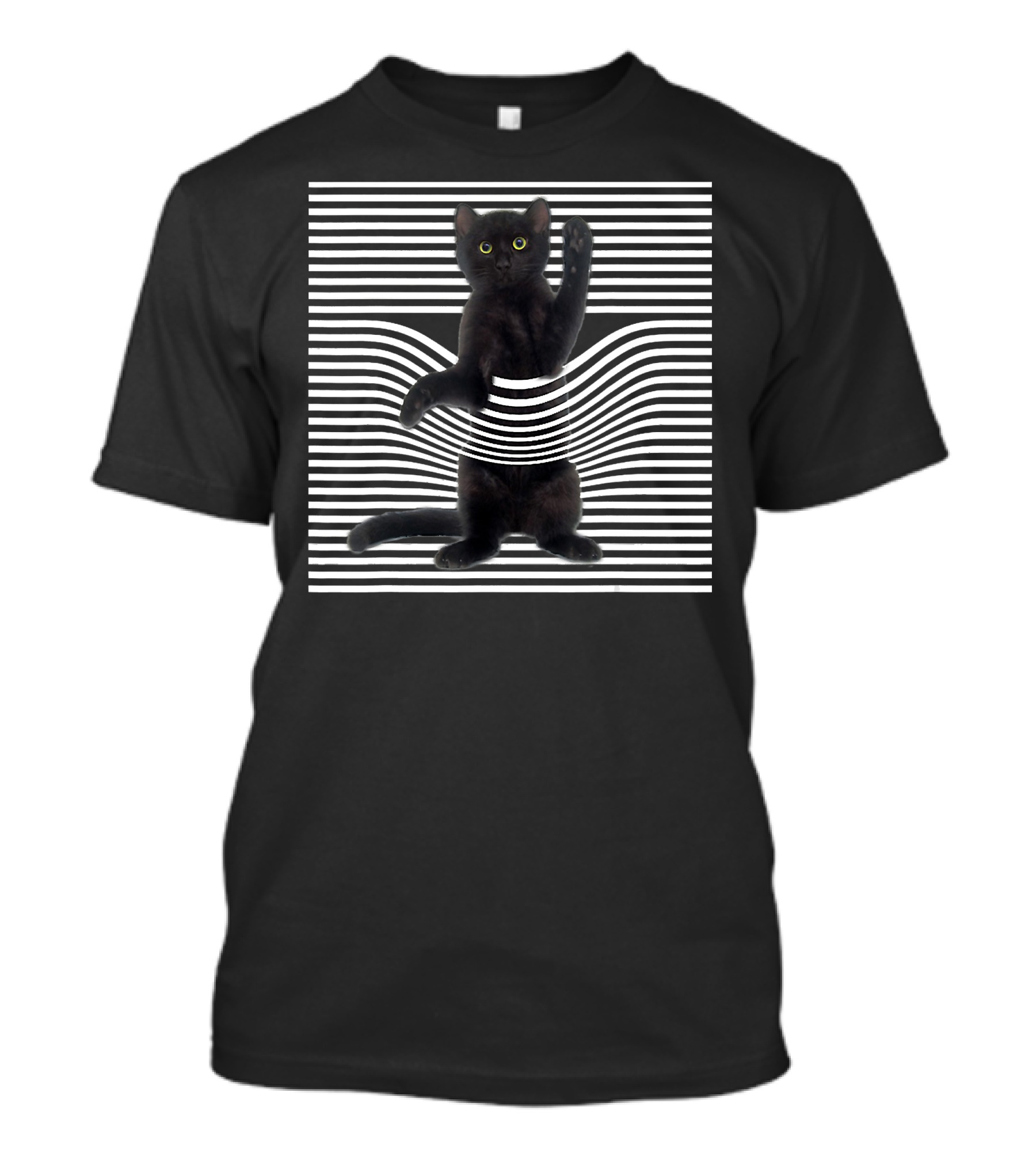 Cat Stripes Striped Cat Pocket Optical Illusion Cat Lover 15 T-Shirt