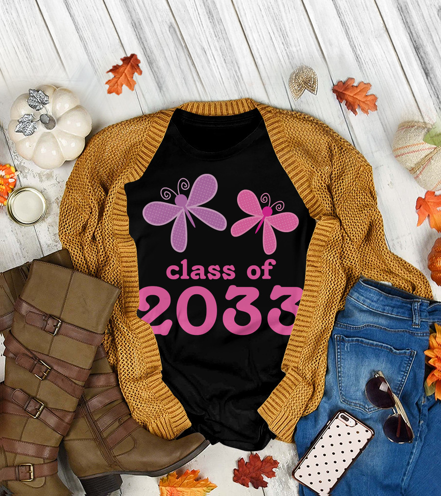 Class Of 2033 Cute Butterfly Duo T-Shirt