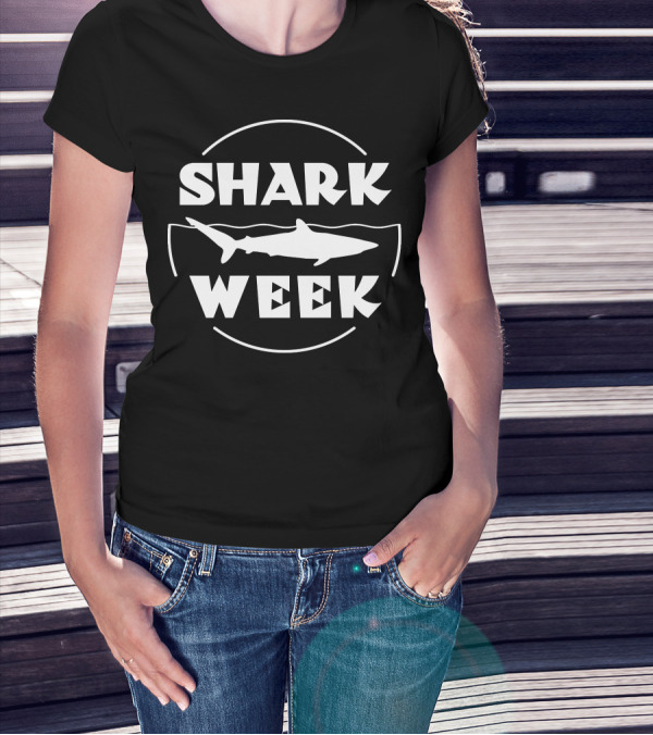 SHARK WEEK Shark Silhouette Circle T-Shirt