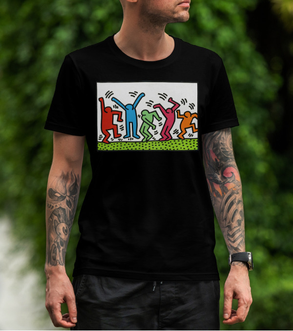 Keith Haring Colorful Dancing Figures T-Shirt