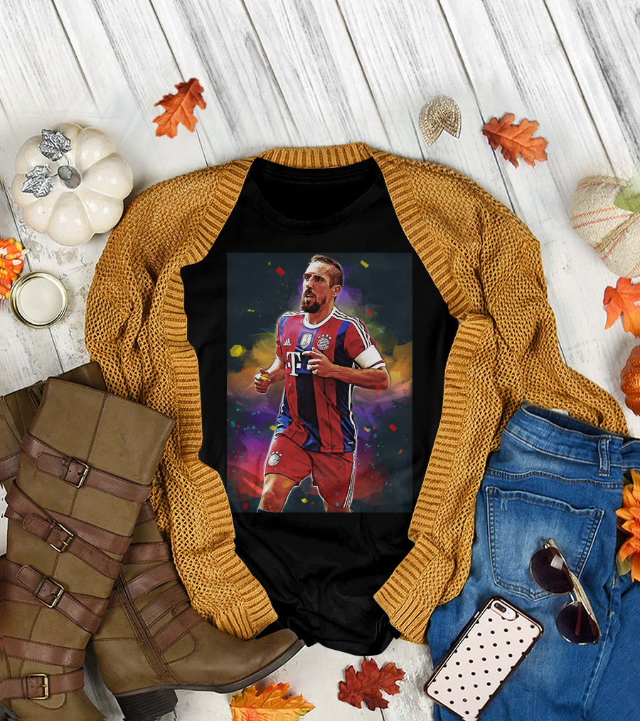 Franck Ribery Bayern Munich Football Star in Vibrant Digital Painting T-Shirt