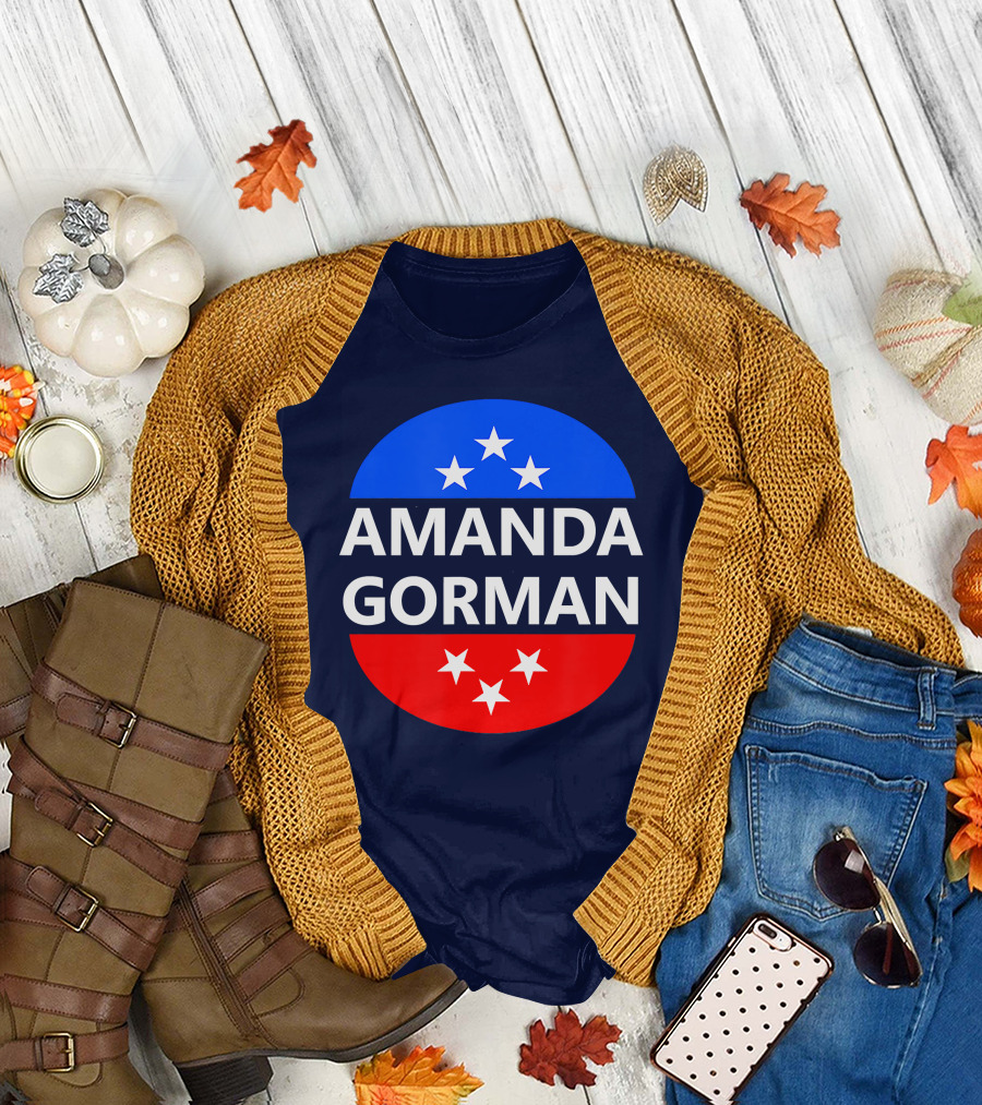 Amanda Gorman Poet Inauguration Stars Red Blue T-Shirt