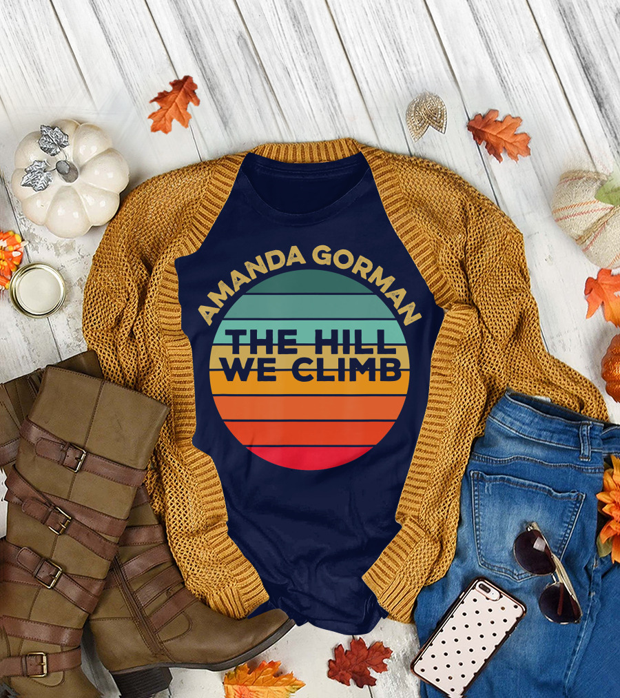 Amanda Gorman The Hill We Climb Retro Sunset Stripes T-Shirt