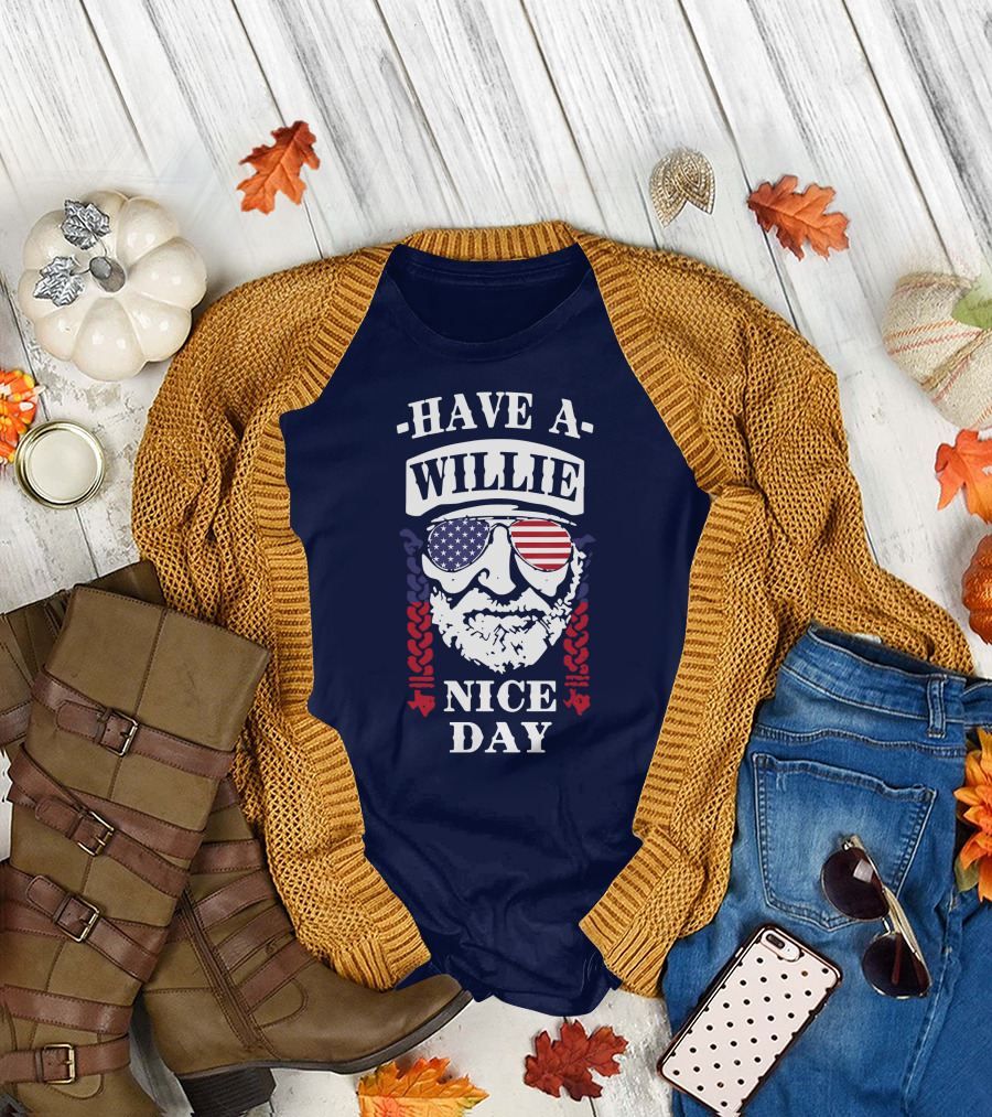 Have A Willie Nice Day American Flag Sunglasses T-Shirt
