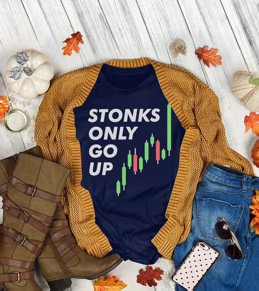 Stonks Only Go Up Funny Stock Market Candlestick Trader T-Shirt