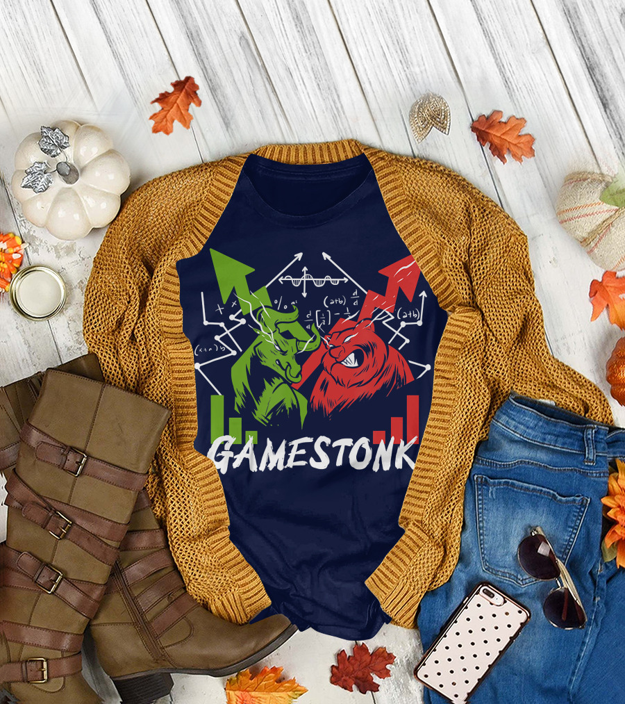 Gamestonk Wall Street Bull Bear Short Squeeze Arrows Equations T-Shirt