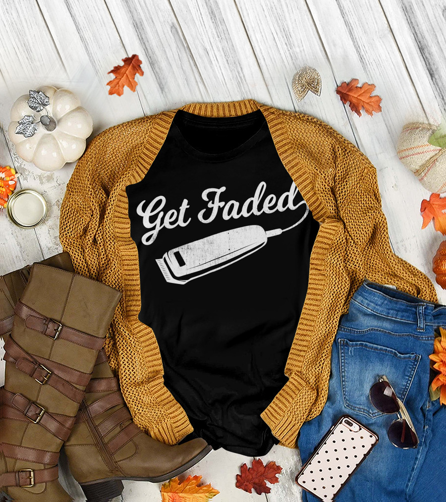 Distressed Get Faded Script with Barber Clipper T-Shirt