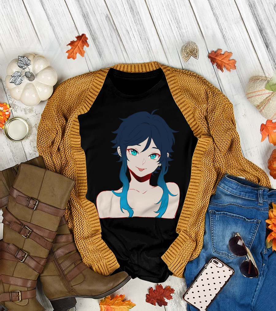 Genshin Impact Long Hair Venti Anime Character T-Shirt