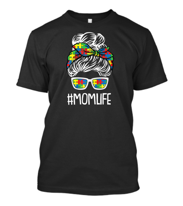 MomLife Autism Awareness Puzzle Scarf And Sunglasses T-Shirt