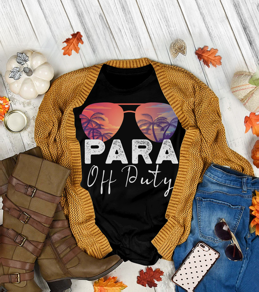 PARA Off Duty Sunglasses Palm Trees Sunset T-Shirt