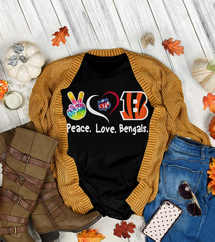 Peace Love NFL Bengals T-Shirt