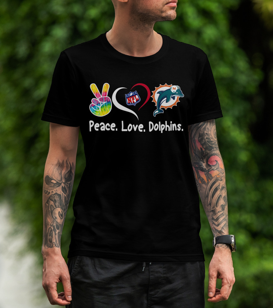 Peace Love NFL Miami Dolphins T-Shirt
