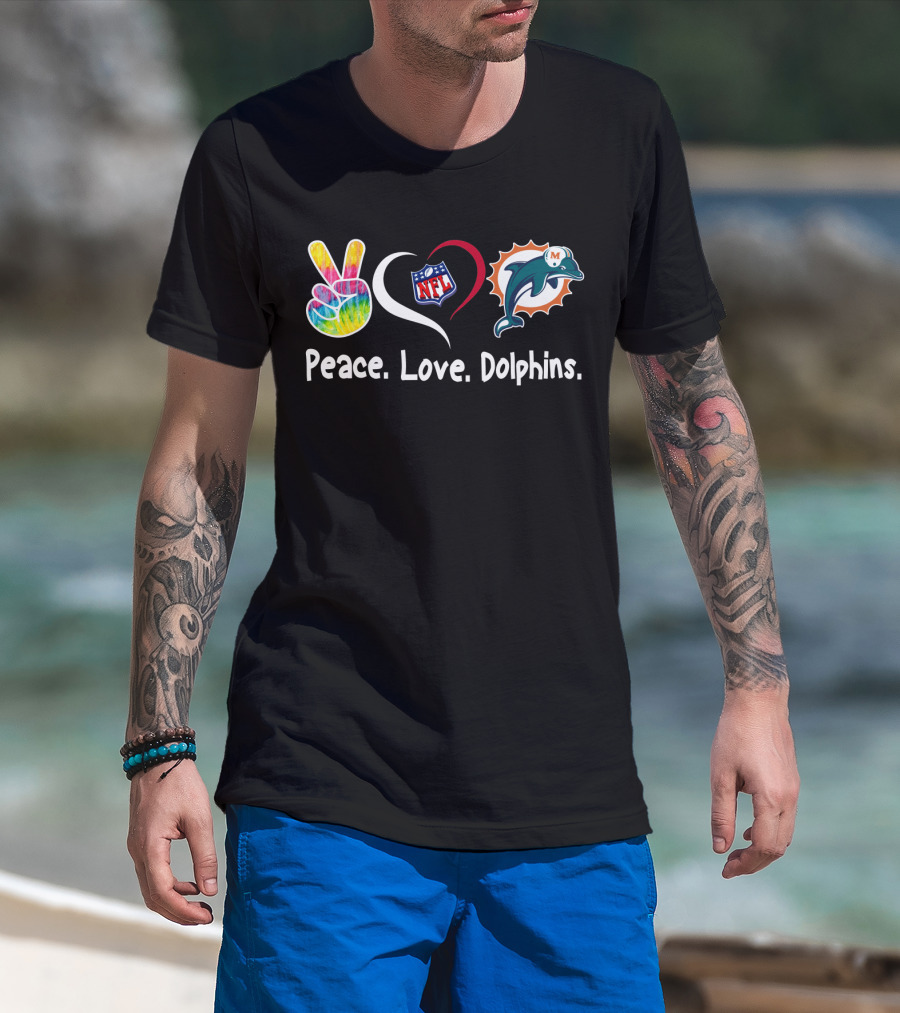 Peace Love NFL Miami Dolphins T-Shirt