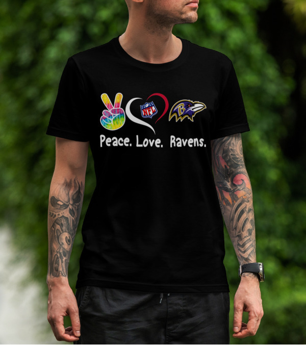 Peace Love NFL Baltimore Ravens T-Shirt