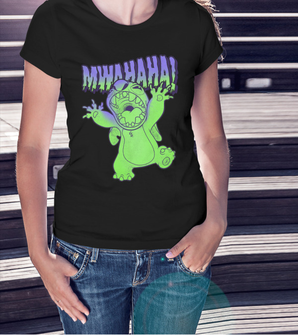 Disney Stitch Halloween Mwahaha Green Glow T-Shirt