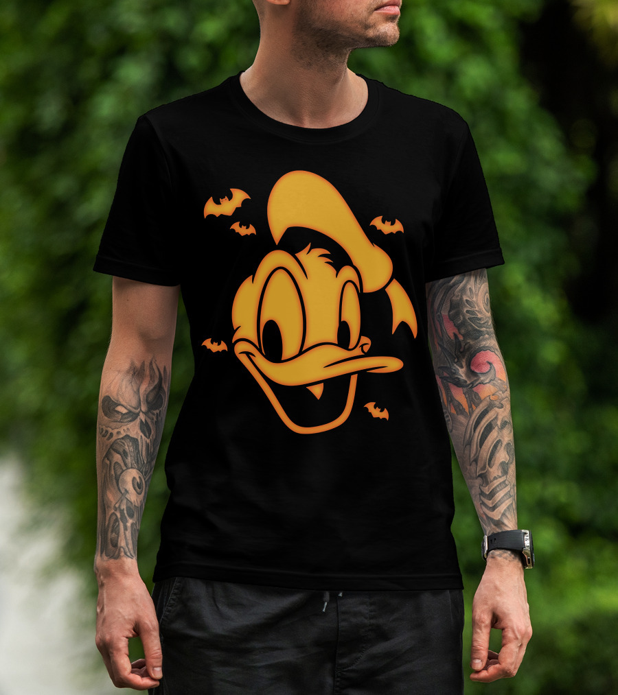 Halloween Donald Duck Carving With Bats T-Shirt