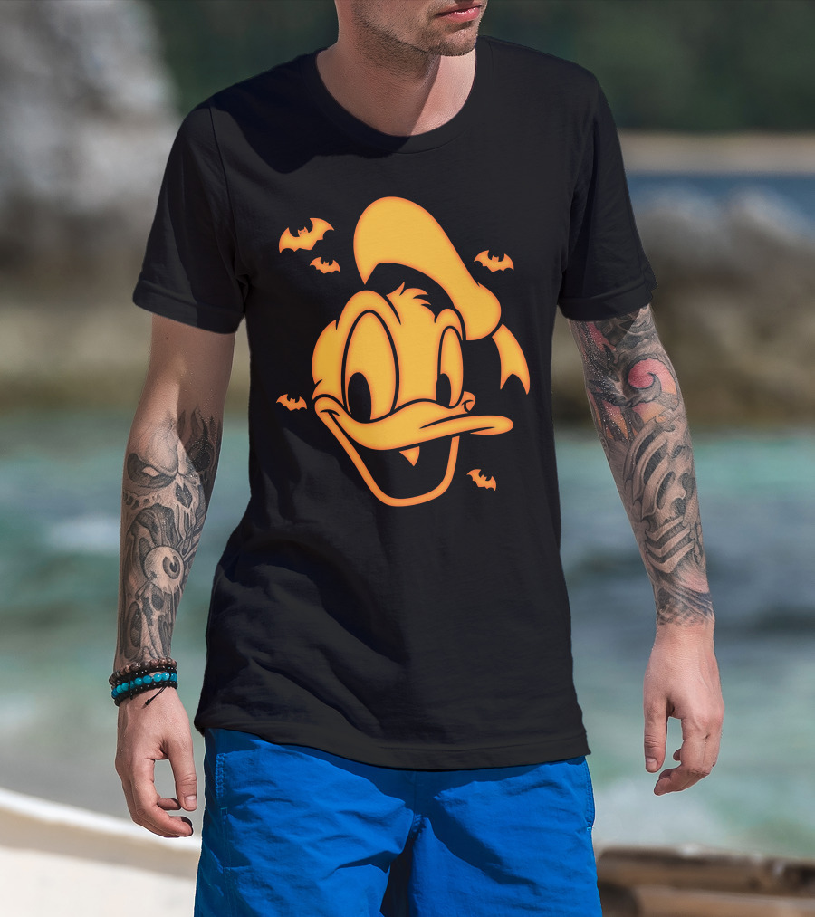 Halloween Donald Duck Carving With Bats T-Shirt