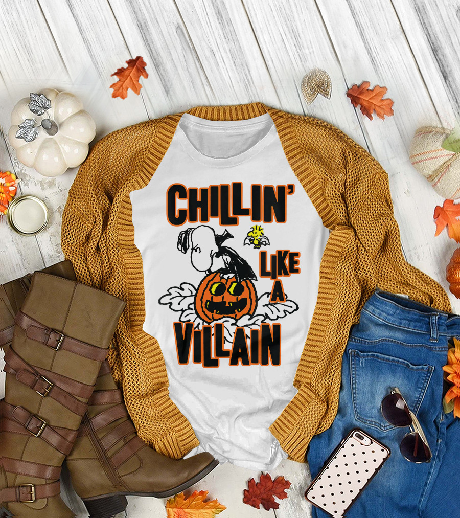 Chillin’ Like A Villain Halloween Pumpkin And Characters T-Shirt