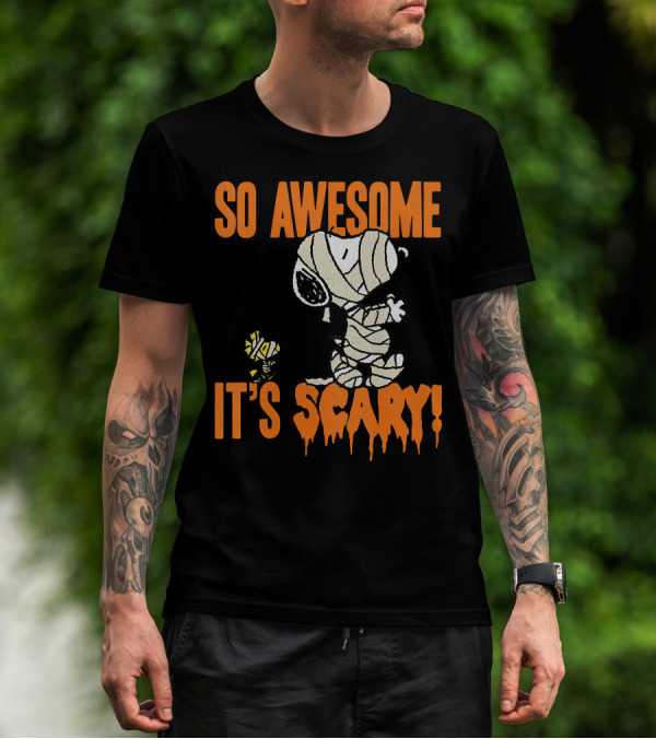 So Awesome It's Scary Halloween Snoopy Mummy T-Shirt