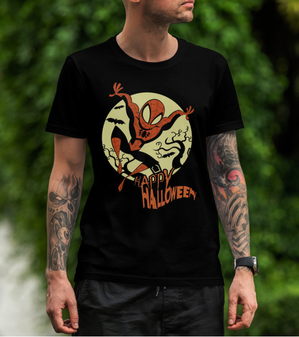 Spider Man Happy Halloween Moonlight T-Shirt