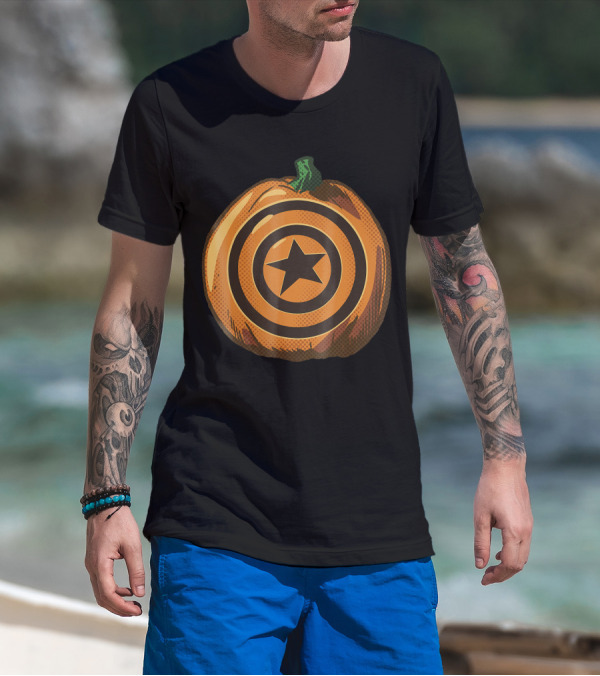 Capt America Shield Pumpkin Halloween T-Shirt