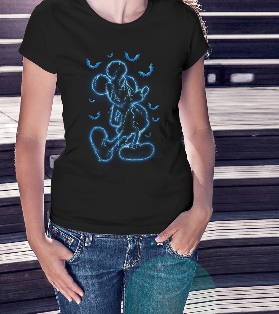 Mickey Lightning Halloween Electric Blue Bat T-Shirt