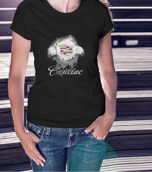 Cadillac Emblem Tearing Through T-Shirt