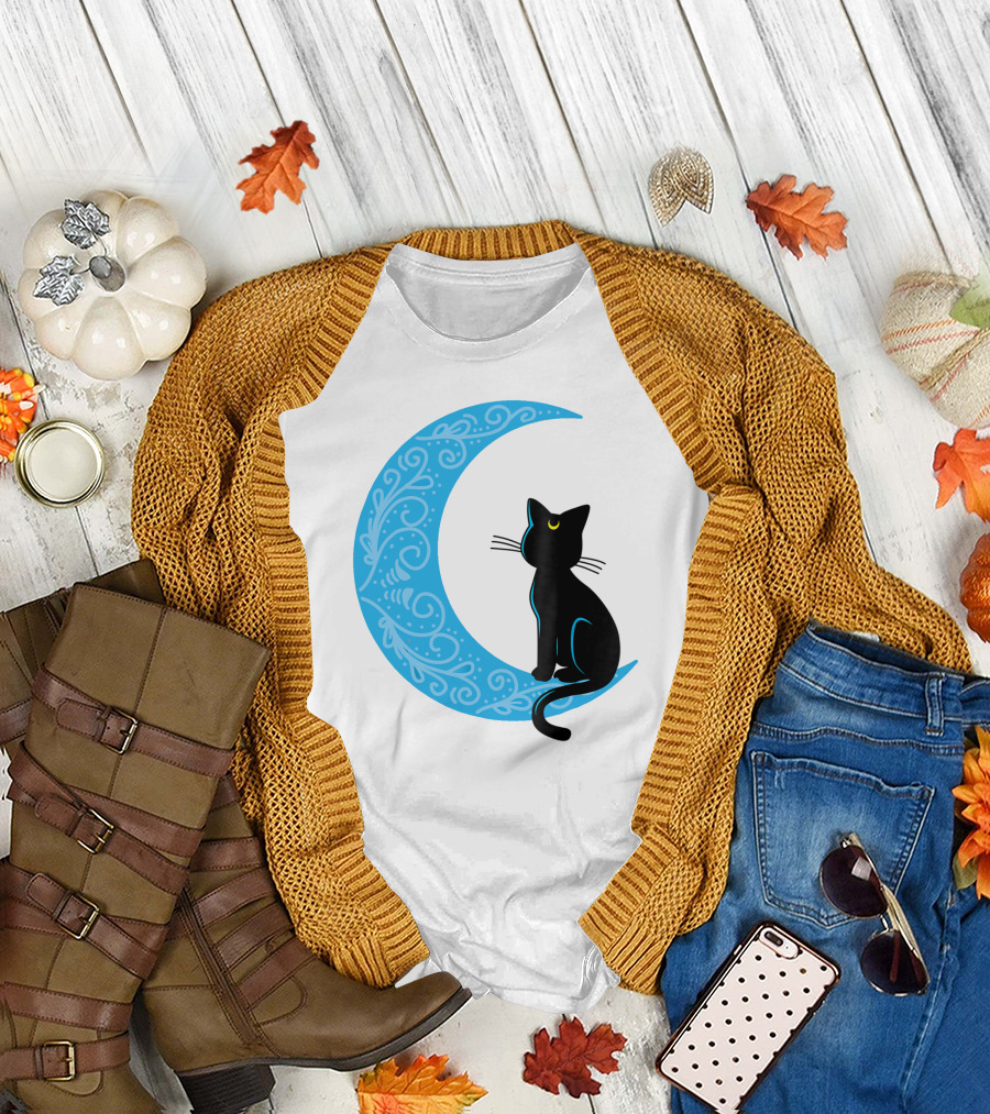 Black Cat Crescent Moon Sailor Guardian T-Shirt