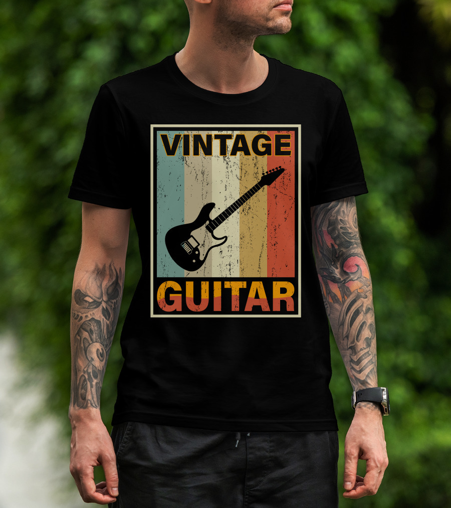 VINTAGE GUITAR RETRO STRIPES ELECTRIC T-Shirt