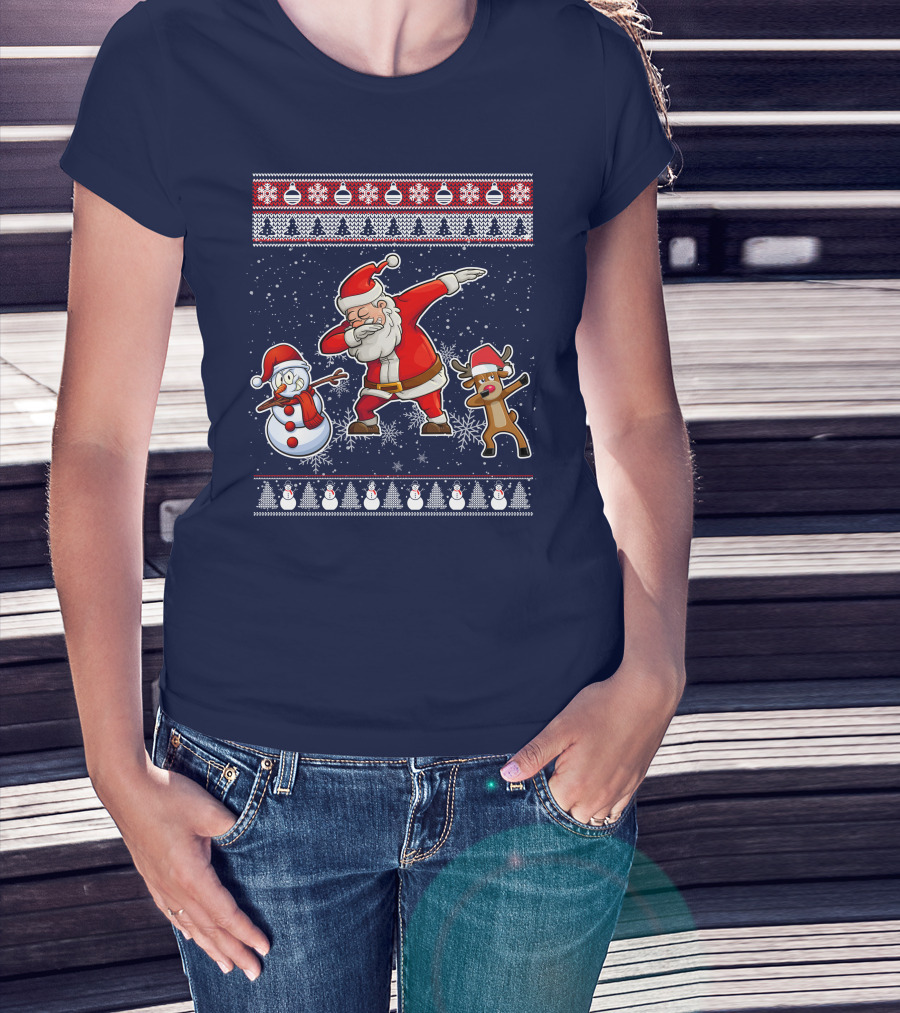 Santa Dabbing Santa Claus Snowman Reindeer Christmas Dabing T-Shirt