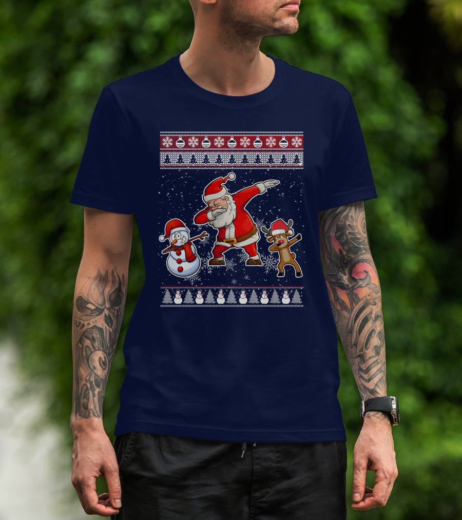 Santa Dabbing Santa Claus Snowman Reindeer Christmas Dabing T-Shirt