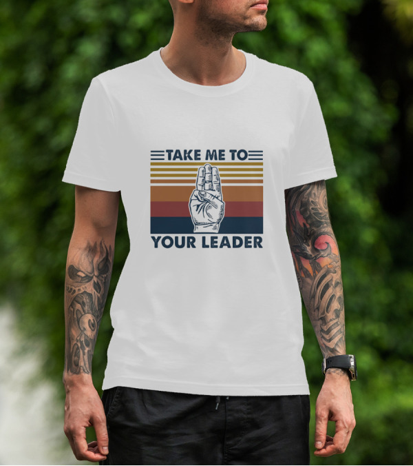 Take Me To Your Leader Retro Scout Hand Signal T-Shirt