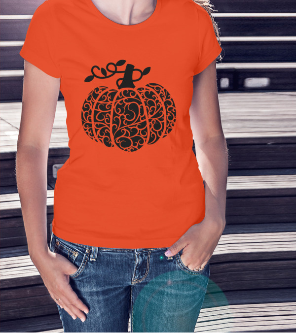 Fall Pumpkin Swirly Pumpkin Women Cute Fall T-Shirt
