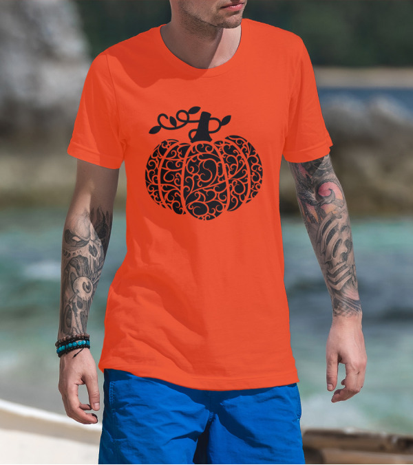 Fall Pumpkin Swirly Pumpkin Women Cute Fall T-Shirt