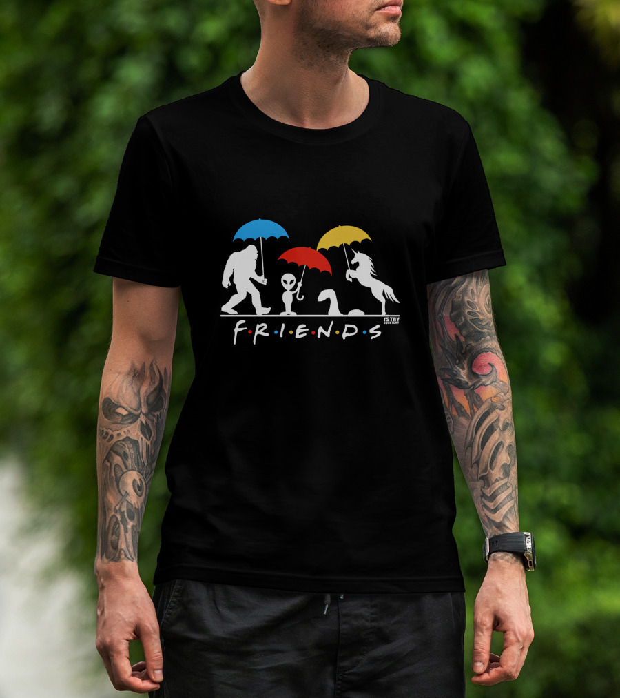 Friends Parody Bigfoot Alien Nessie Unicorn Stay Squatchy T-Shirt